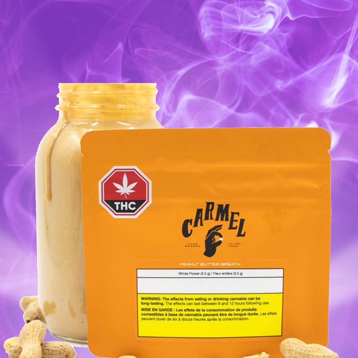 carmel peanut butter breath dried flower purple moose cannabis